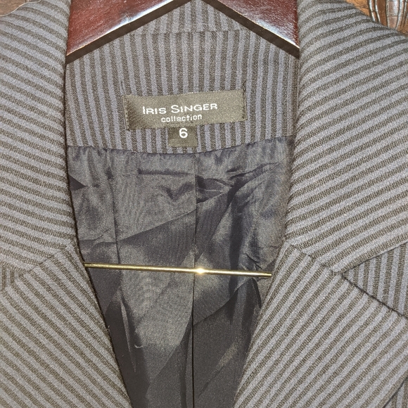 Designer Grey Pinstripe Blazer by Iris Singer - Picture 2 of 3